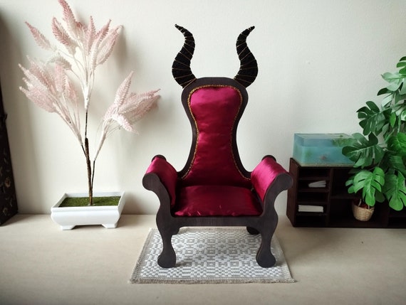 Chaise de Maison de Poupée en Bois Style Classique Noir - Accessoire Meuble Miniature 1:12