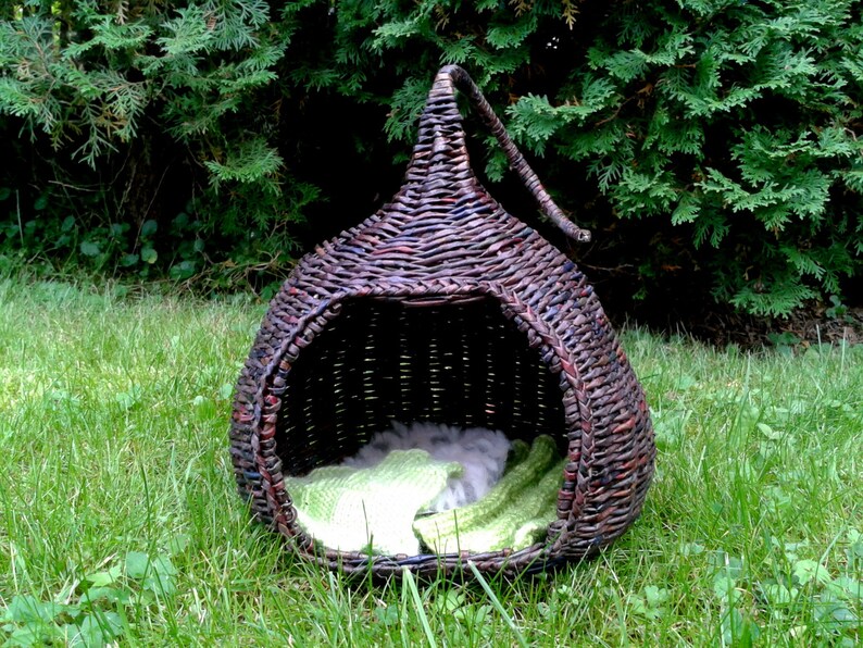 Small pet bed cave wicker hideout cocoon furniture for rat Etsy