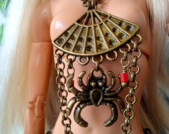 Chain dress for bjd doll 1:6 scale metal skirt bra harness clothes handcrafted