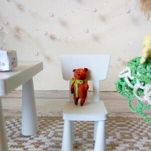 Micro teddy bear toy for 1:12 scale BJD dolls. Dollhouse miniature nursery prop cotton felt. Realpuki Irealdoll Lati White Yellow Pukipuki image 5