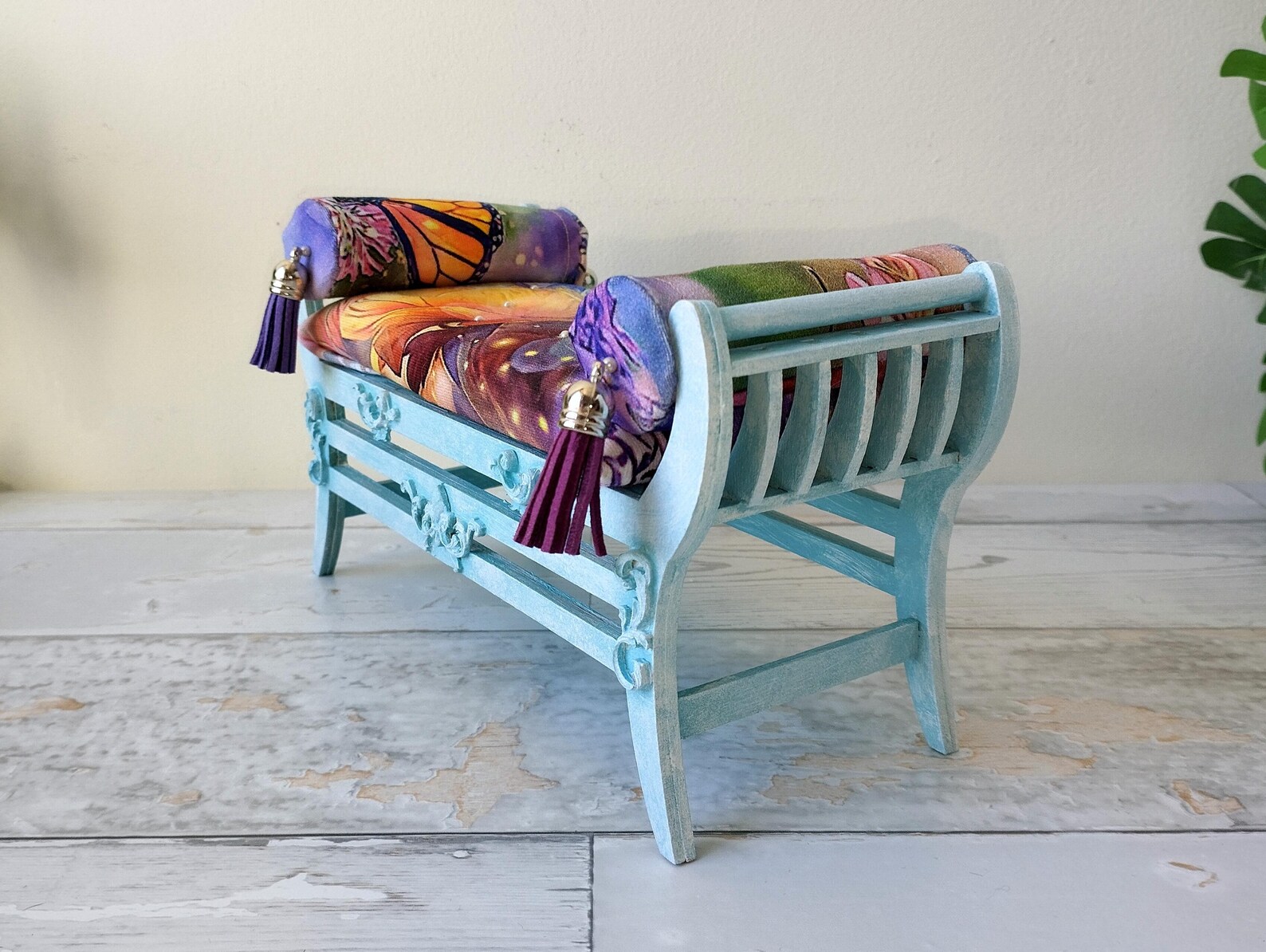 Miniature Antique Backless Sofa, Victorian Chaise Lounge Dollhouse ...