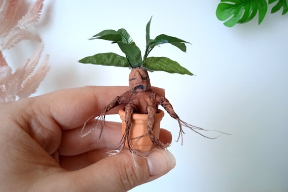 ミニチュアマンドラゴラプラント（鉢付き）、ドールハウスのスクリーム