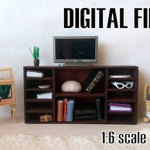 Miniature TV Stand, Dollhouse Furniture DIY, 1:6 Scale (Digital Download)