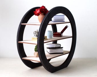 Miniature Circular Bookcase, Modern Dollhouse Furniture, 1:6 Scale