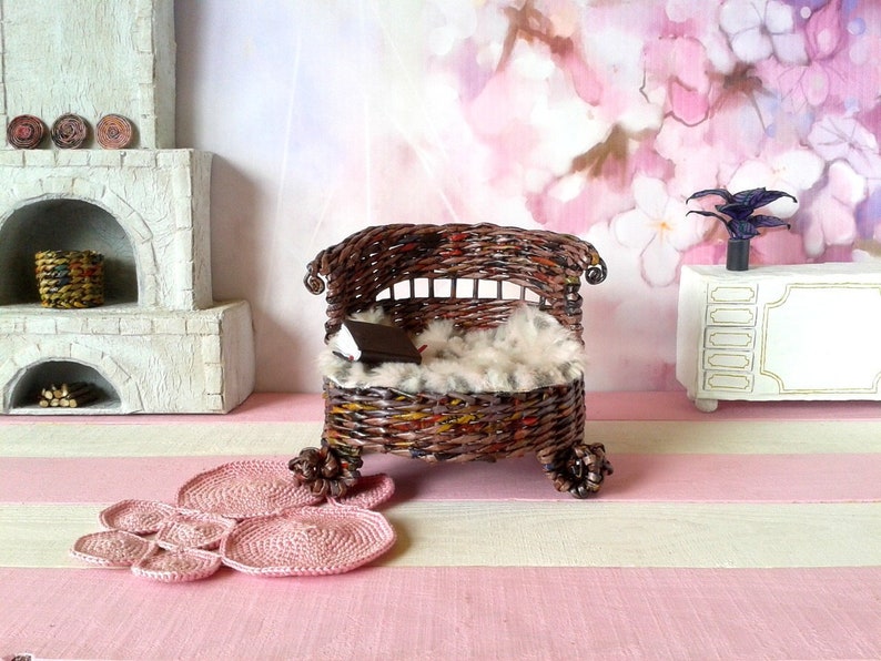 Wicker Miniature Doll Couch Unique Artisan Victorian Style Etsy