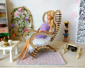 Mobili per bambole in legno BJD Scena di vita Sedia a