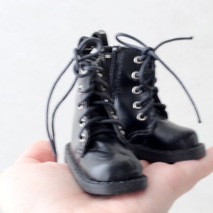 1:3 scale doll shoes, black leather goth steels for Dollfie Dream Feeple BJD dolls 2.5 inches feet size metal punk style high smart msd image 8