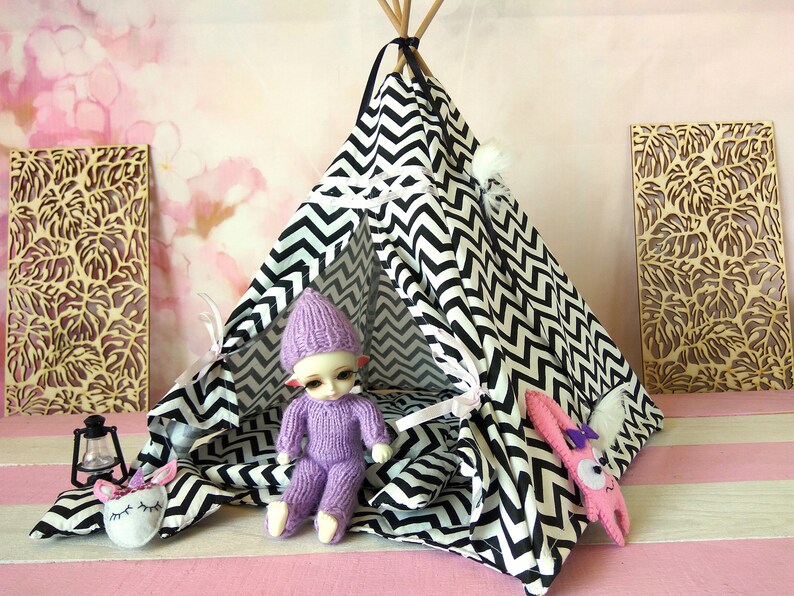 Miniature Dollhouse Teepee Tent 15 Inch Heigh Zigzag Fashion Etsy