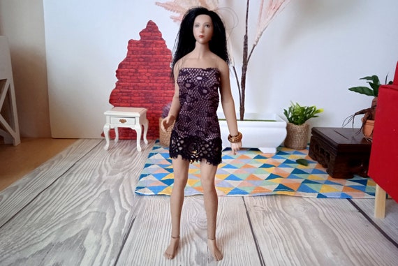 TB League Phicen Doll Dress 1 12 Scale Action Figure Dark Blue Gold Color Clothes Outfit Lace Summer BJD Elegant Wardrobe Handsew Handmade Etsy UK