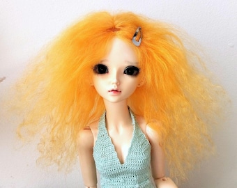 Minifee doll alpaca amber wig soft cap, natural fiber 1:4 scale hair Unoa Lusis