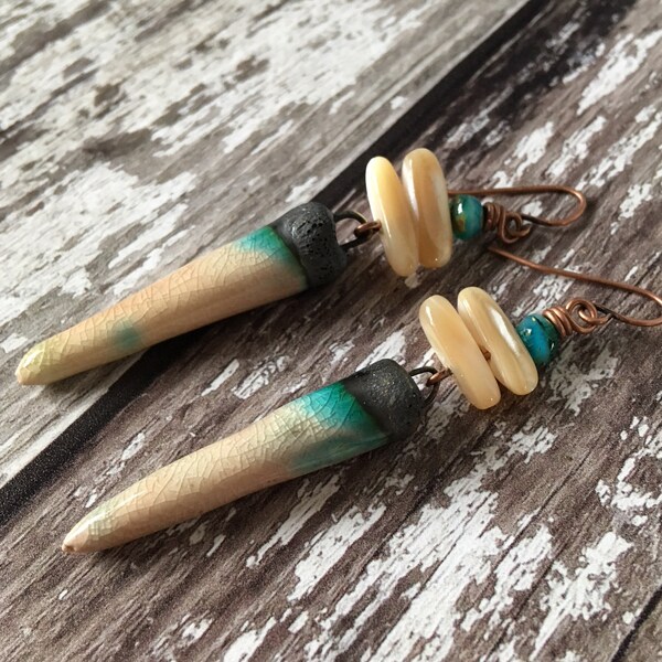 Boho Jewelry, Statement Earrings, Shell Earrings, Spike Earrings, Gift For Her, Hippie Earrings, Gypsy Earrings, Everyday Earrings, Bohemian