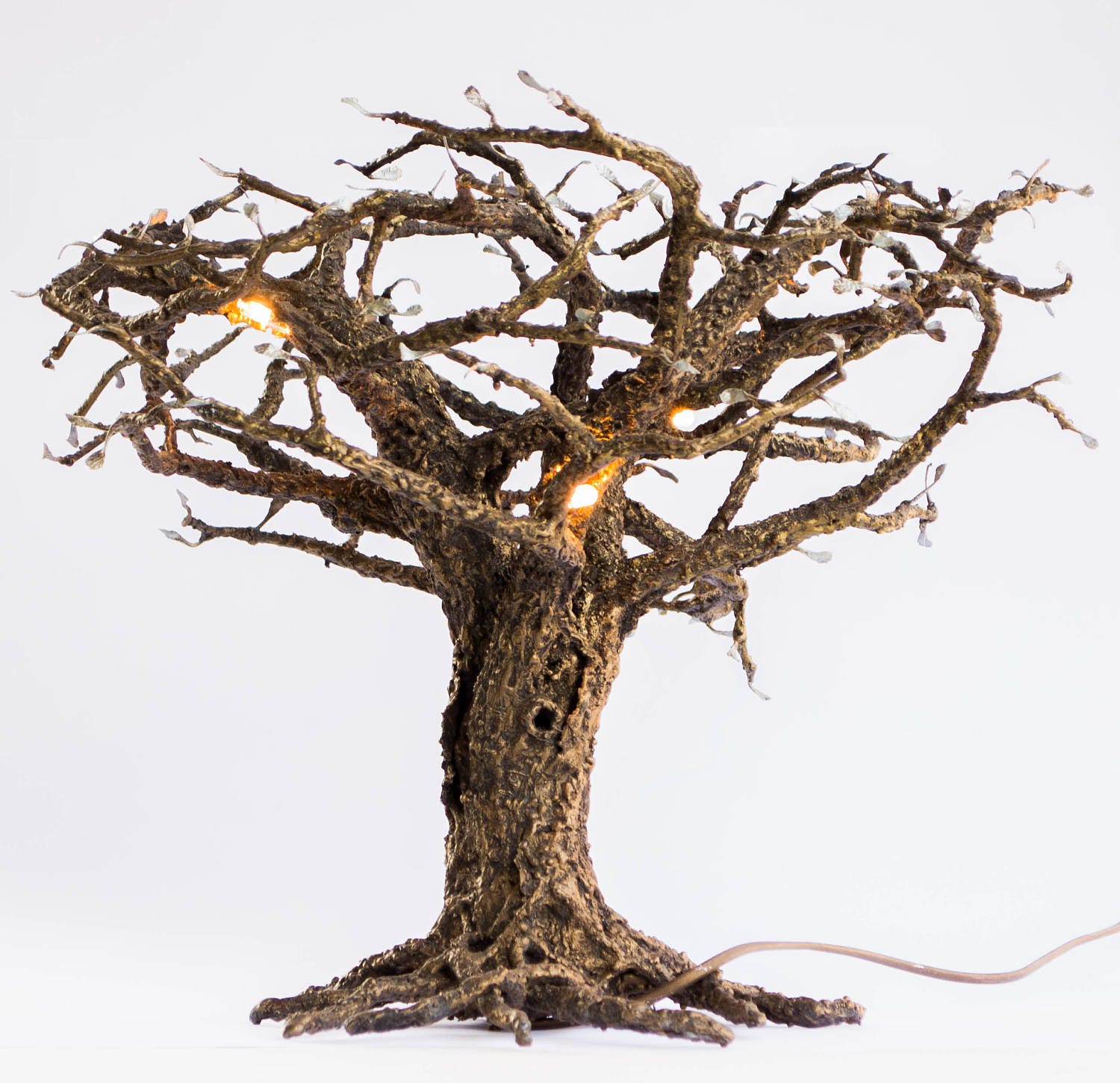 Bedside Forged Decor Table Lamp Hand Bonsai Tree Of Life Art Made Night Light Desk Unique Wood