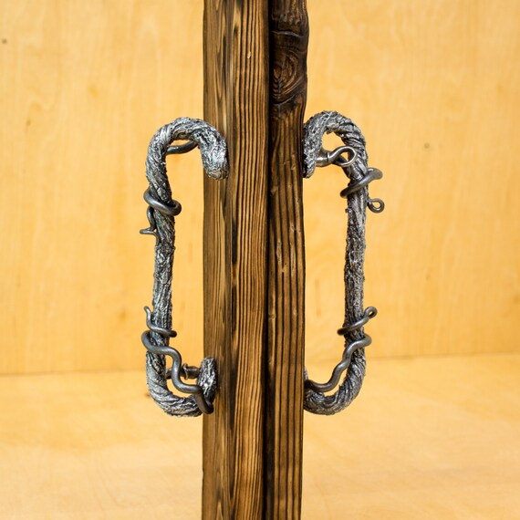 Wrought Iron Sliding Barn Door Hardware Handle Pulls Metal Etsy