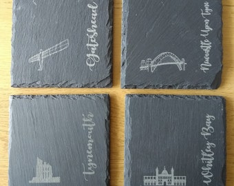 Set of 4 North East slate coasters