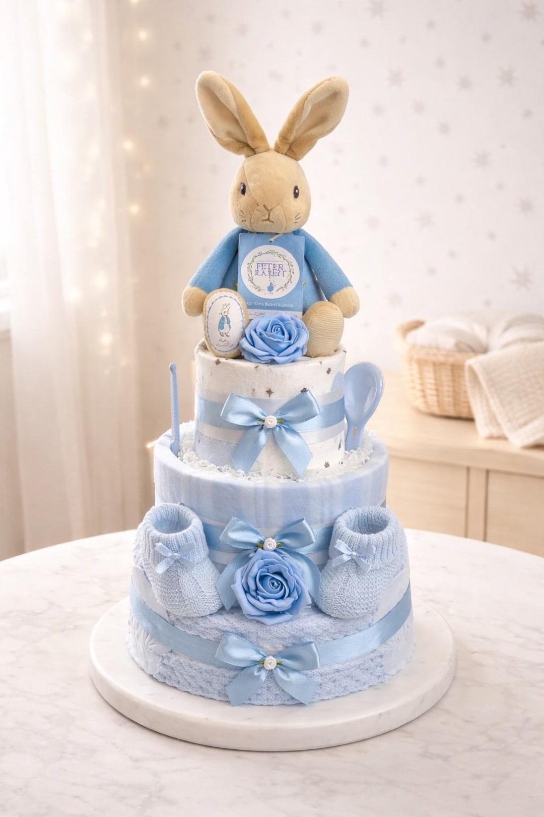 Napy Rabbit Nappy Cake, Peter Rabbit Theme, Baby Shower Gift, Gift for New Baby ...
