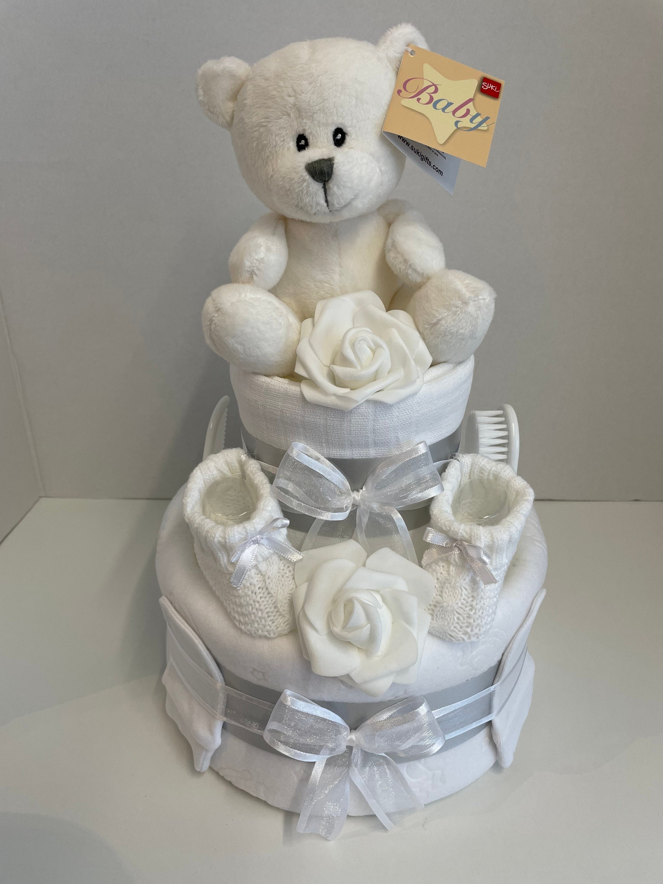 Unisex nappy cake baby shower gift White bear new baby Etsy