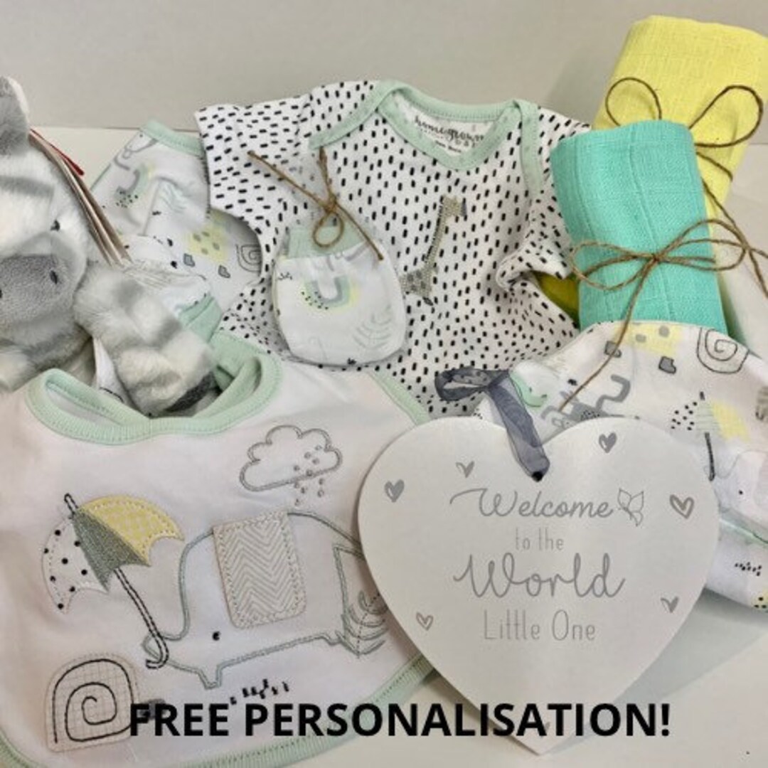 Safari Baby Hamper, Organic Baby Gift, Baby Clothing Box, Unisex Gift