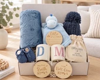 New Baby Boy Gift Set, Mummy & Daddy Mugs, Baby Shower Present, Newborn Hamper