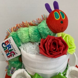 nappy cake, hungry caterpillar theme, baby shower gift, unisex baby gift, baby hamper, baby gift set, mum to be gift, baby gift for friend image 3