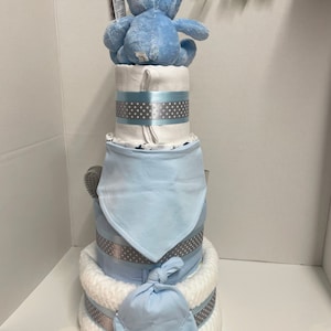 baby boy nappy cake, blue baby shower gift, new baby gift hamper, gift for new mum, newborn hamper, pregnancy gift, baby boy hamper image 10