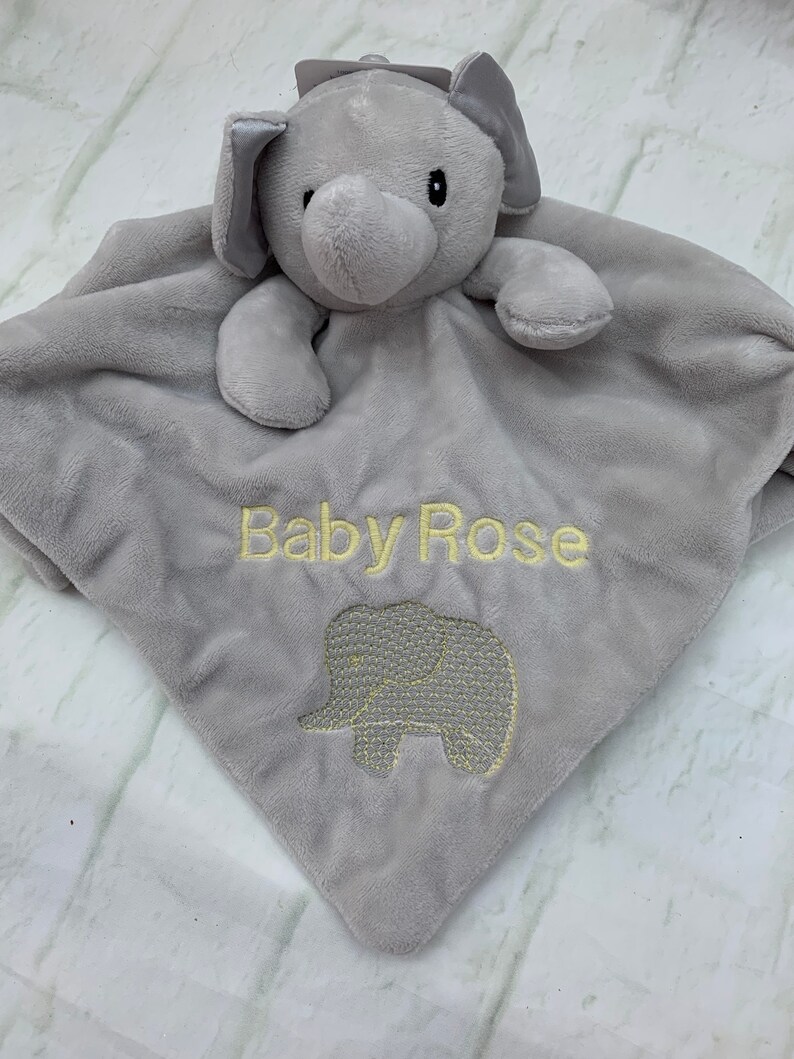 Personalised Baby Comforter Elephant Comfort Blanket Etsy UK