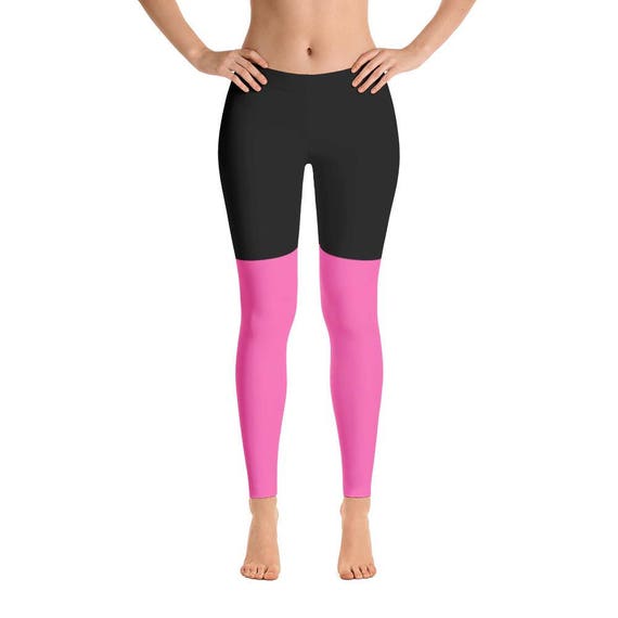 black and hot pink leggings