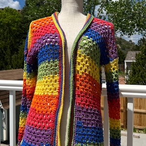 Rainbow Crochet Granny Stitch Cardigan