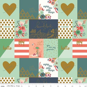 Riley Blake On Trend Notecard &quot;Coral&quot; de Jen Allyson, ¡un tejido acolchado de vanguardia que elevará su edredón!