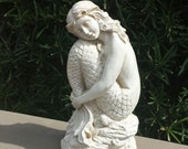 Large Elegant Mermaid - Handmade and Hand Painted Concrete Garden Statue