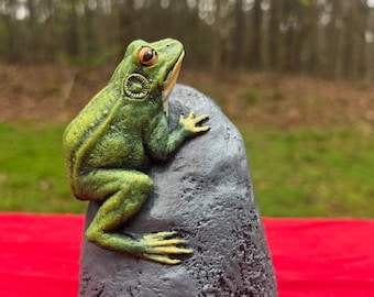 Concrete Statue- Frog Climbing a Rock