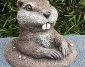 Large Gopher in Dirt- Handmade and Hand Painted Concrete Garden Statue