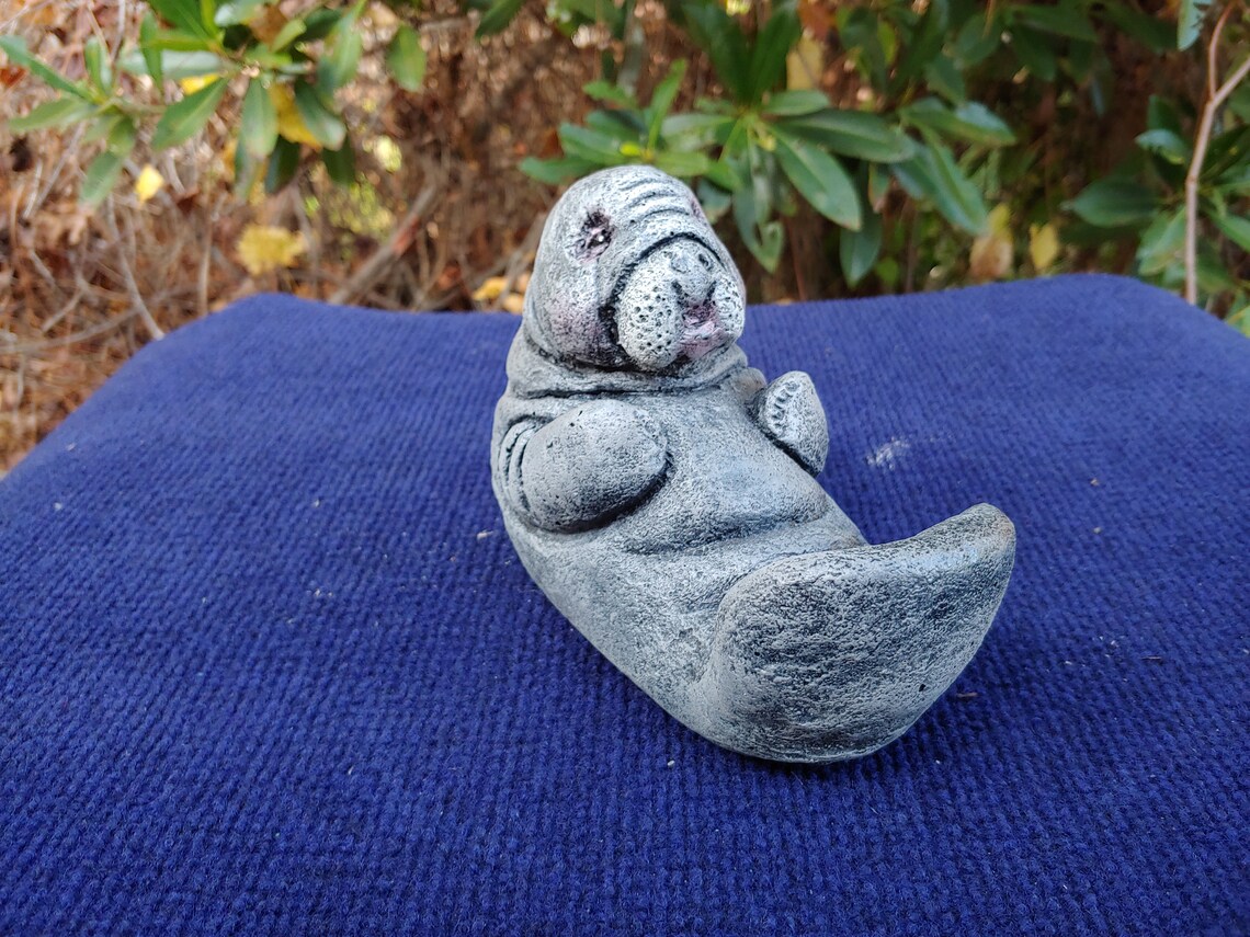 Baby Manatee Handmade and Hand Painted Concrete Garden | Etsy