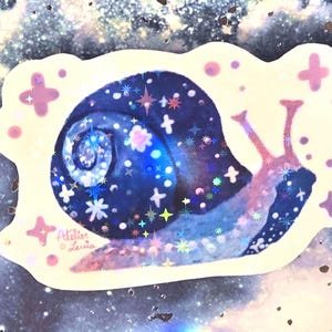 Space Snail: Holographic Stars Vinyl Sticker Flake