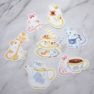 Paquete de pegatinas de ratas de la hora del té