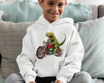 Dinosaur On Motorcycle Hoodie, Gift for boy, Cute Dinosaur Hoodie, Dinosaur Hoodie, dinosaur Hoodie,Dinosaur Lover Gift, Funny Hoodie