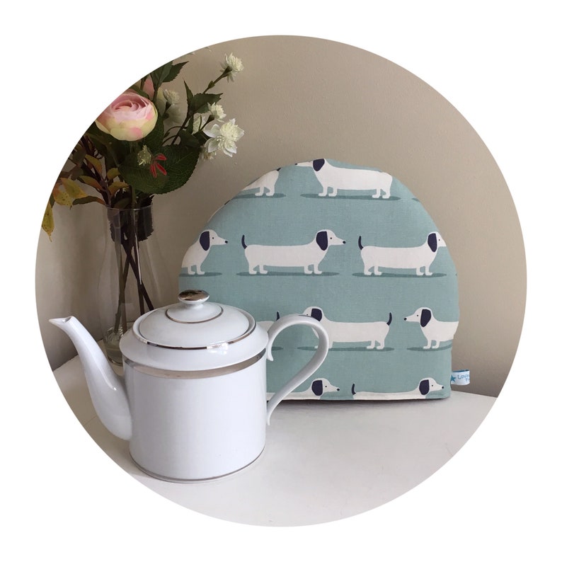 sausage dogdauschund fabric Tea cosy
