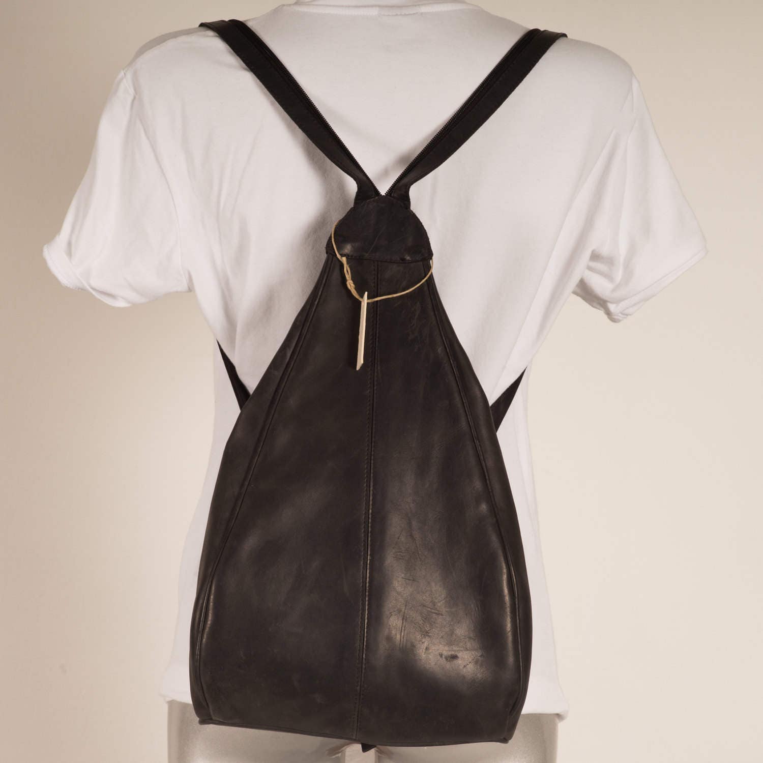 Francoise Backpack Black Leather Bag Vintage Bag Handmade 