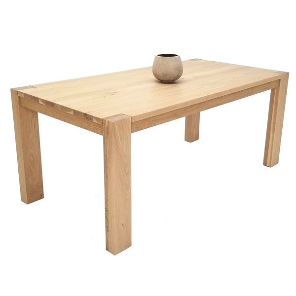 Custom KALU Oak Table - Seamless Top & Wide-Leg Design, Custom Sizing, Parsons Style - Durable Dining Furniture