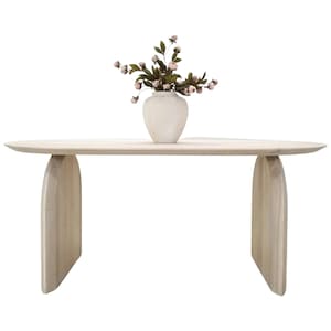 Custom Dining Table CURV in Sunwashed Ash - Oval Top, Curved Legs, Beveled Edge, Custom Sizing - Unique Home Statement