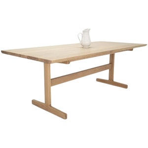 Custom Trestle Table BRIT in White Oak - Custom Sizing, Beveled Top - Furniture for Family Gatherings & Dining