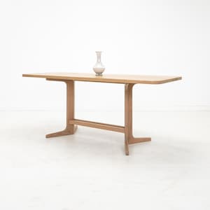 Solid Wood BRIA Dining Table – Mid-Century Inspired Trestle Table in White Oak, Optional Extension