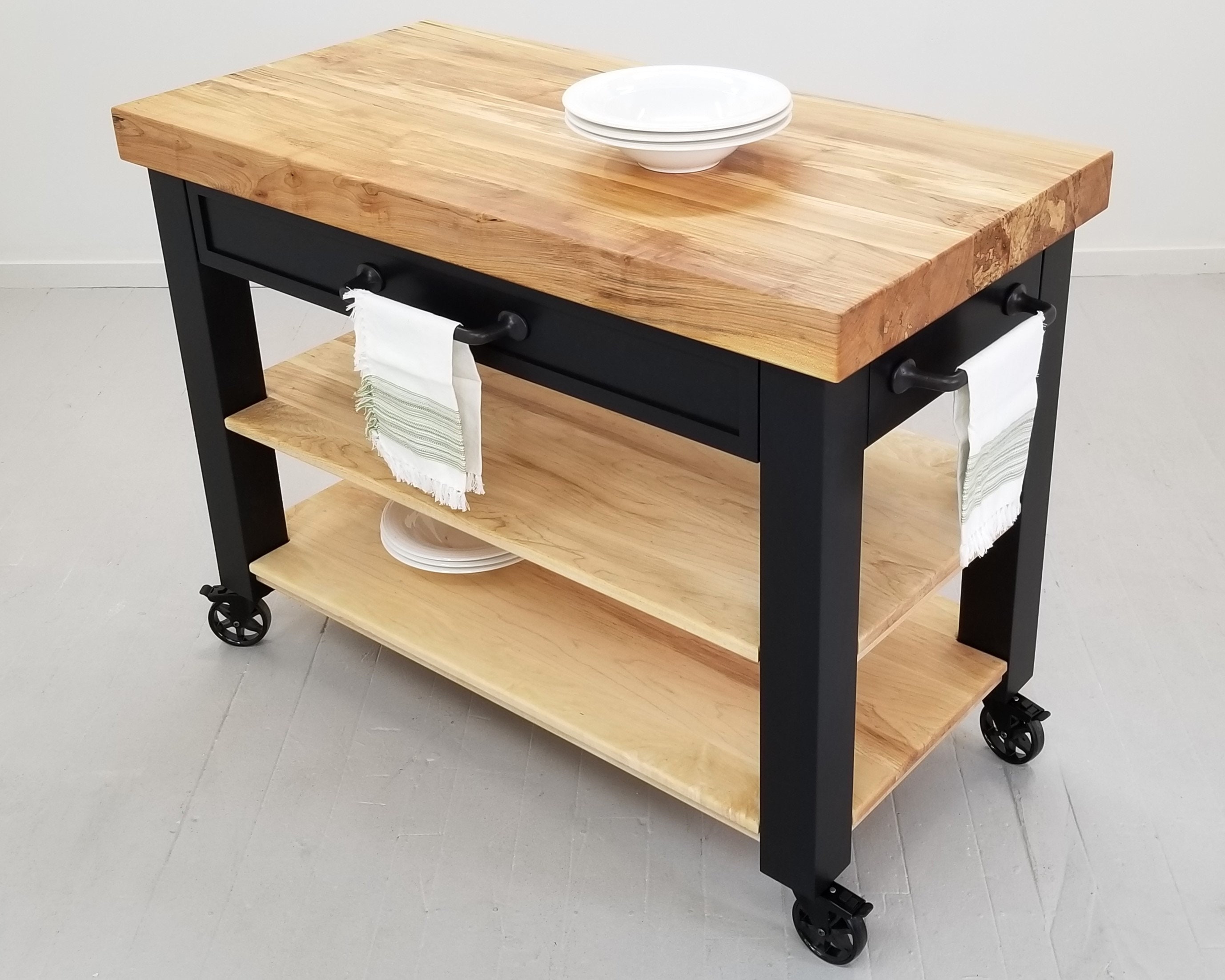 CHEF Cart Custom Maple Butcher Block Mobile Kitchen Island - Etsy