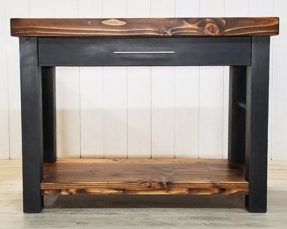 Customize This Kitchen Island Thick Wood Counter Top Dark Etsy