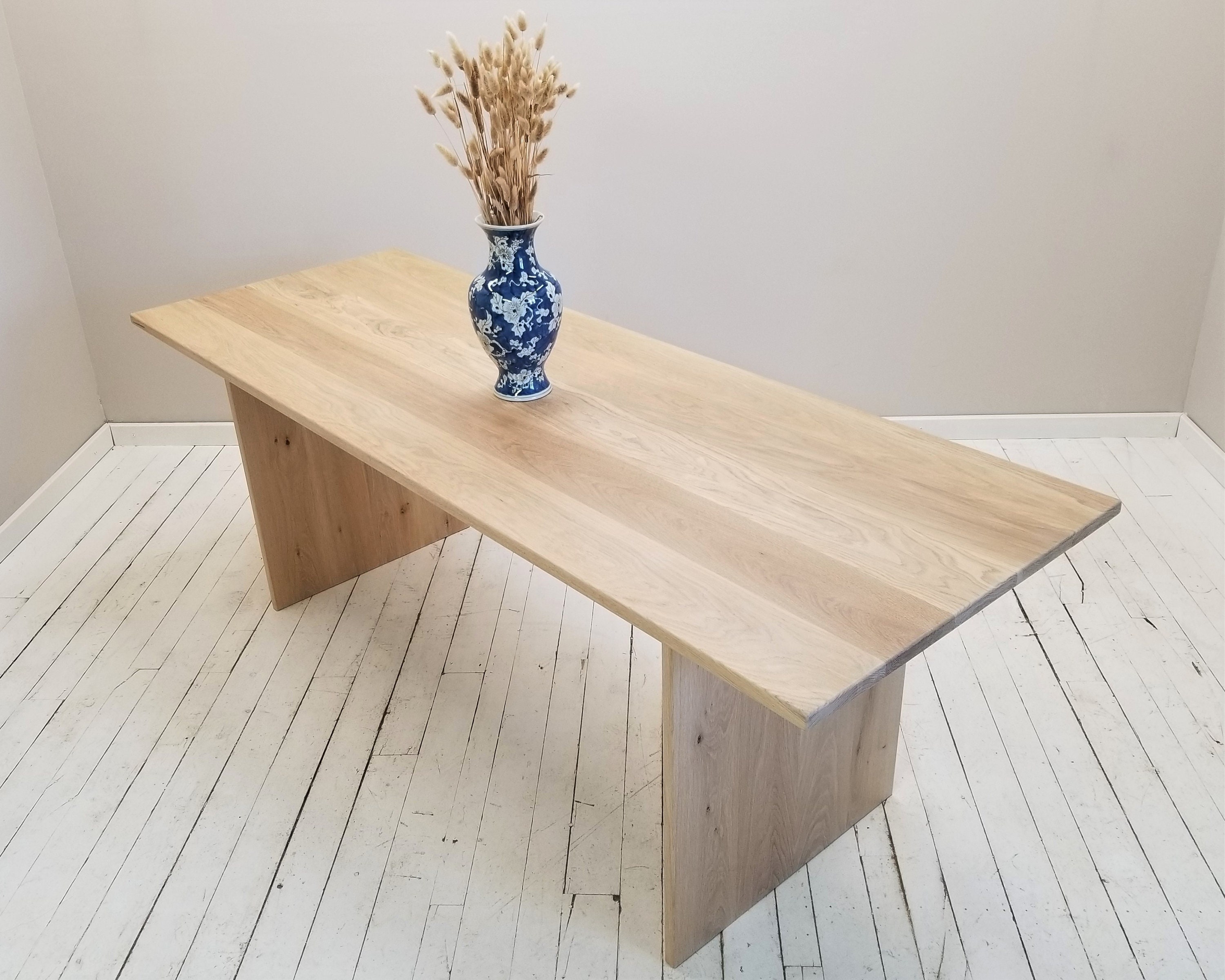Solid White Oak Plank Dining Table Coffee Table or Desk Made Etsy