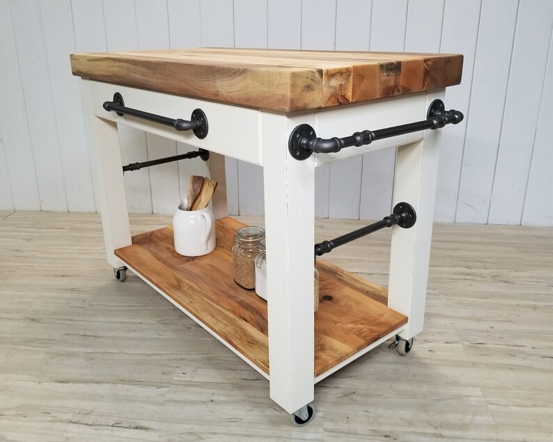 bar cart with cutting board