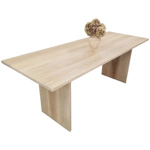 Custom Dining Table 1" LILY in Seawashed - White Oak, Coastal Charm, Table Extensions - Bespoke Home Furniture