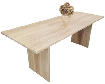 Custom Dining Table 1" LILY in Seawashed - White Oak, Coastal Charm, Table Extensions - Bespoke Home Furniture