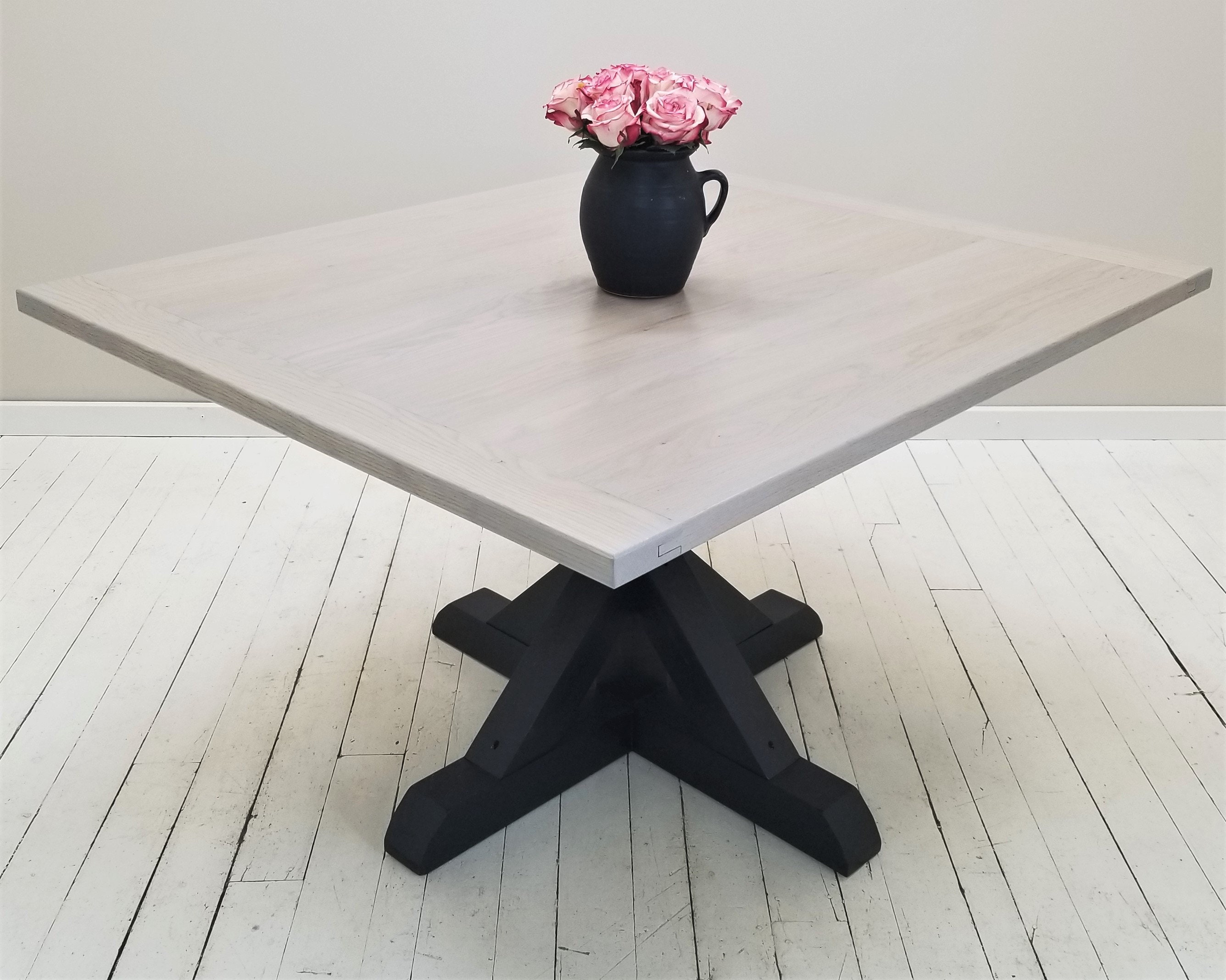 White Oak Pedestal Dining Table Etsy