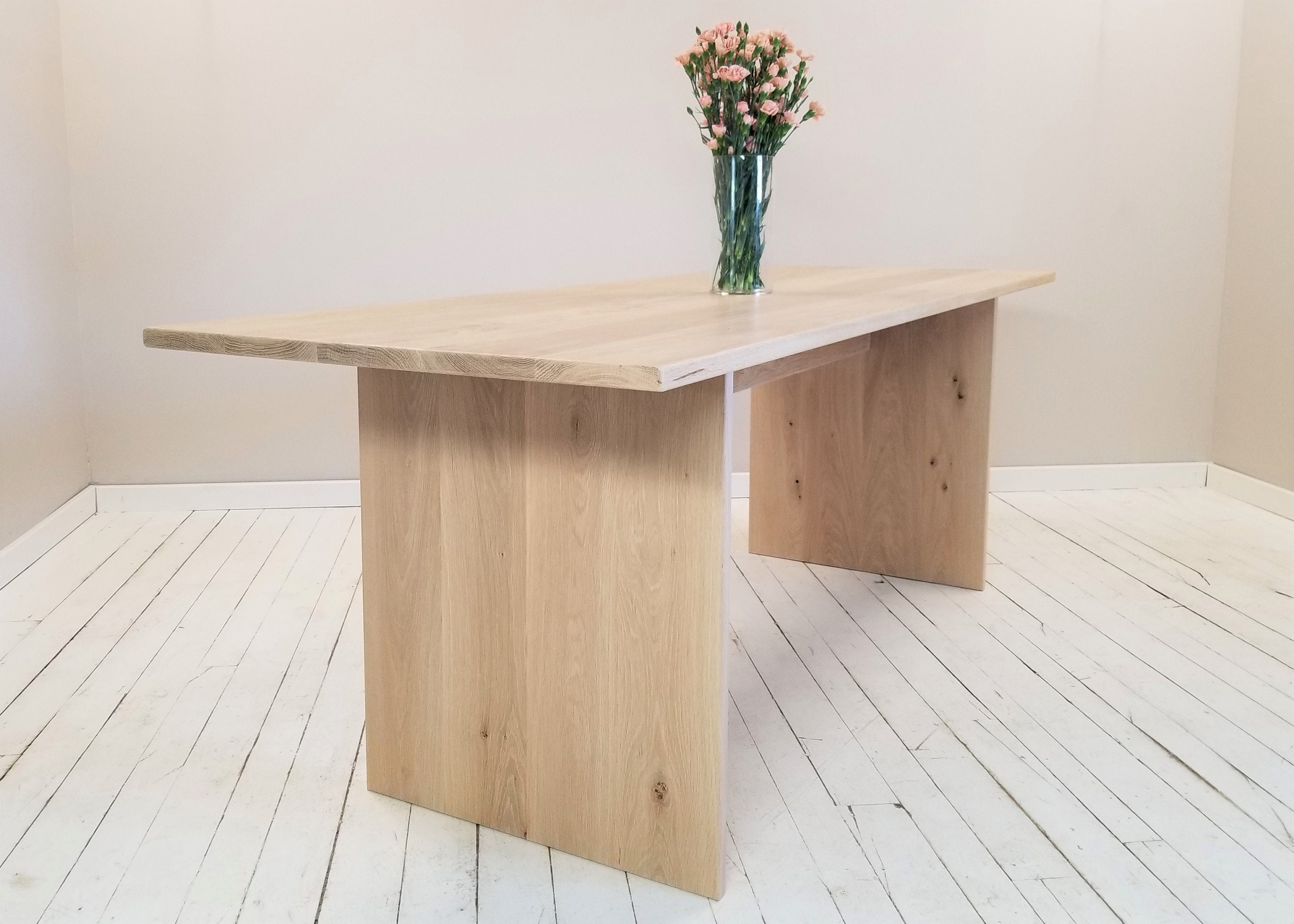 Solid White Oak Plank Dining Table Coffee Table or Desk Made Etsy