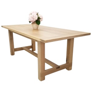 RÉMY Handmade Table - White Oak, Trestle Base, Beam Legs, Breadboard Ends, Custom Sizing - Perfect for Family Dinners